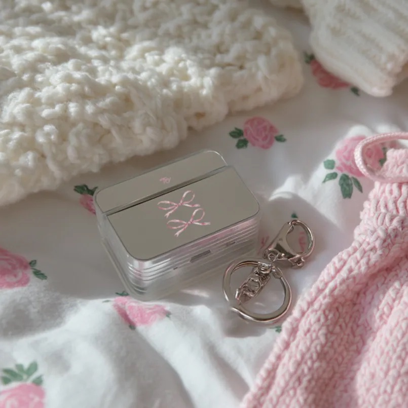 【Silky Pink Ribbon】鏡面方盒AirPods Case