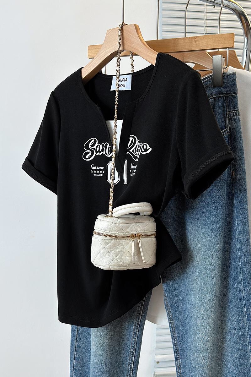 B144(32637) 美式假两件SANDIEGO 01甜酷4色上衣