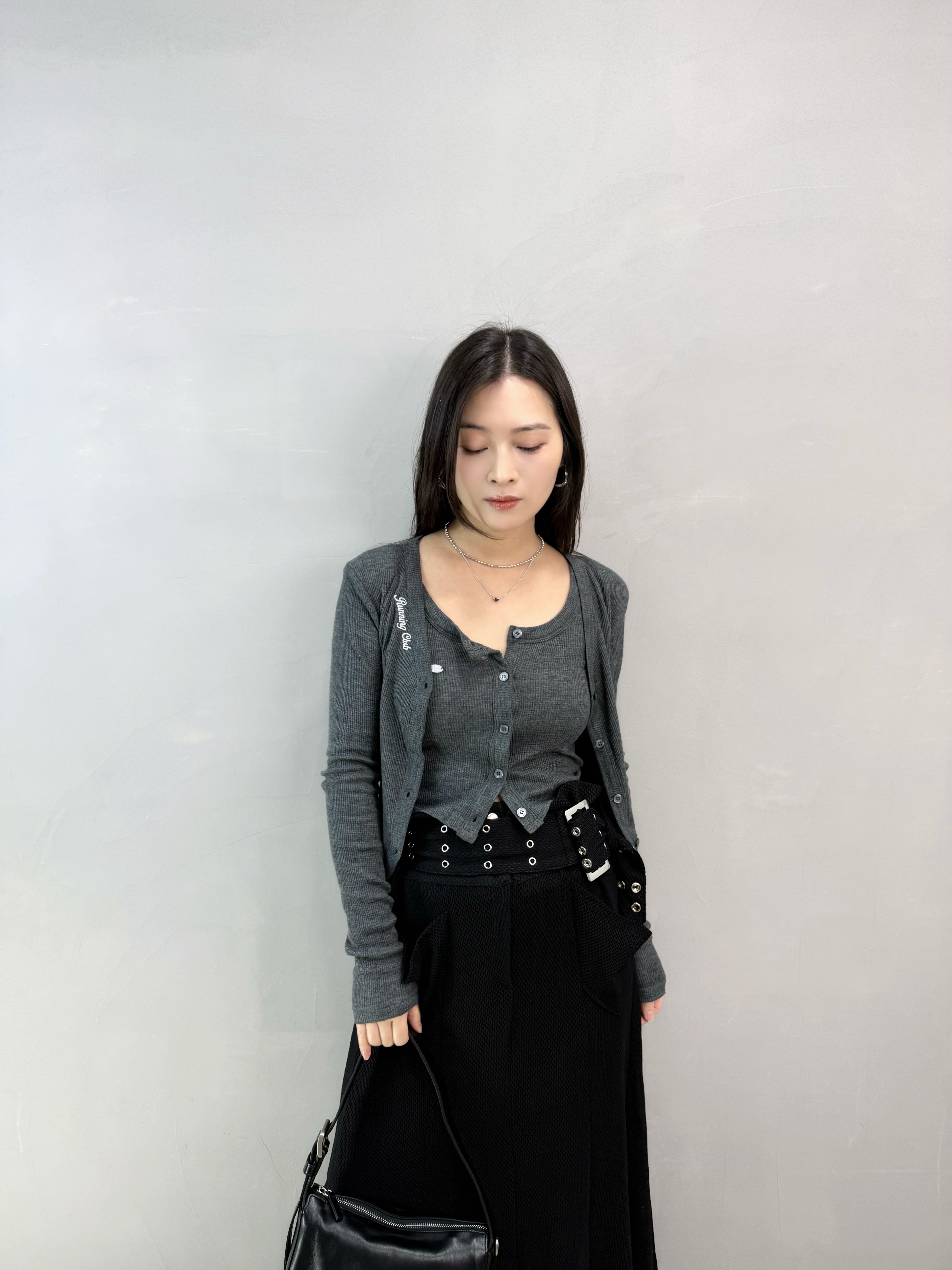 M63 格仔紋背心+刺繡外套set