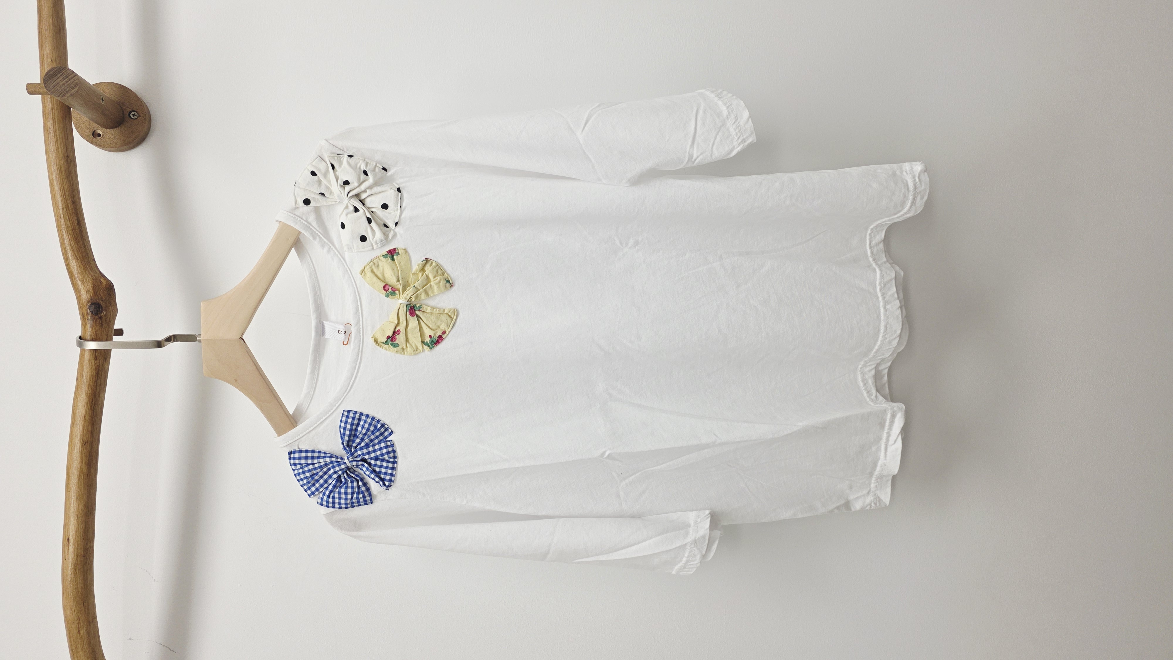 韓國白拼立體蝴蝶結Tee