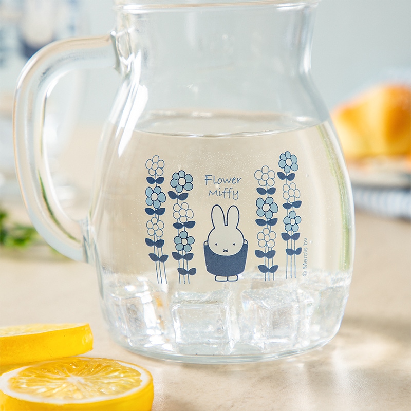 預購 miffy MF 限定 藍花玻璃壼 500ml 連假花一小扎 