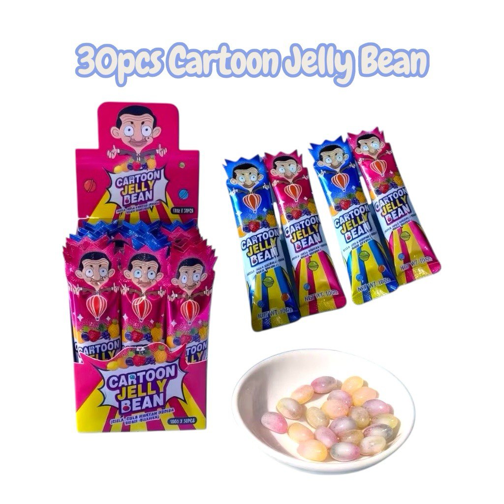 30pcs x10g Balloon Brand Cartoon Jelly Bean chewy candy fruits flavour