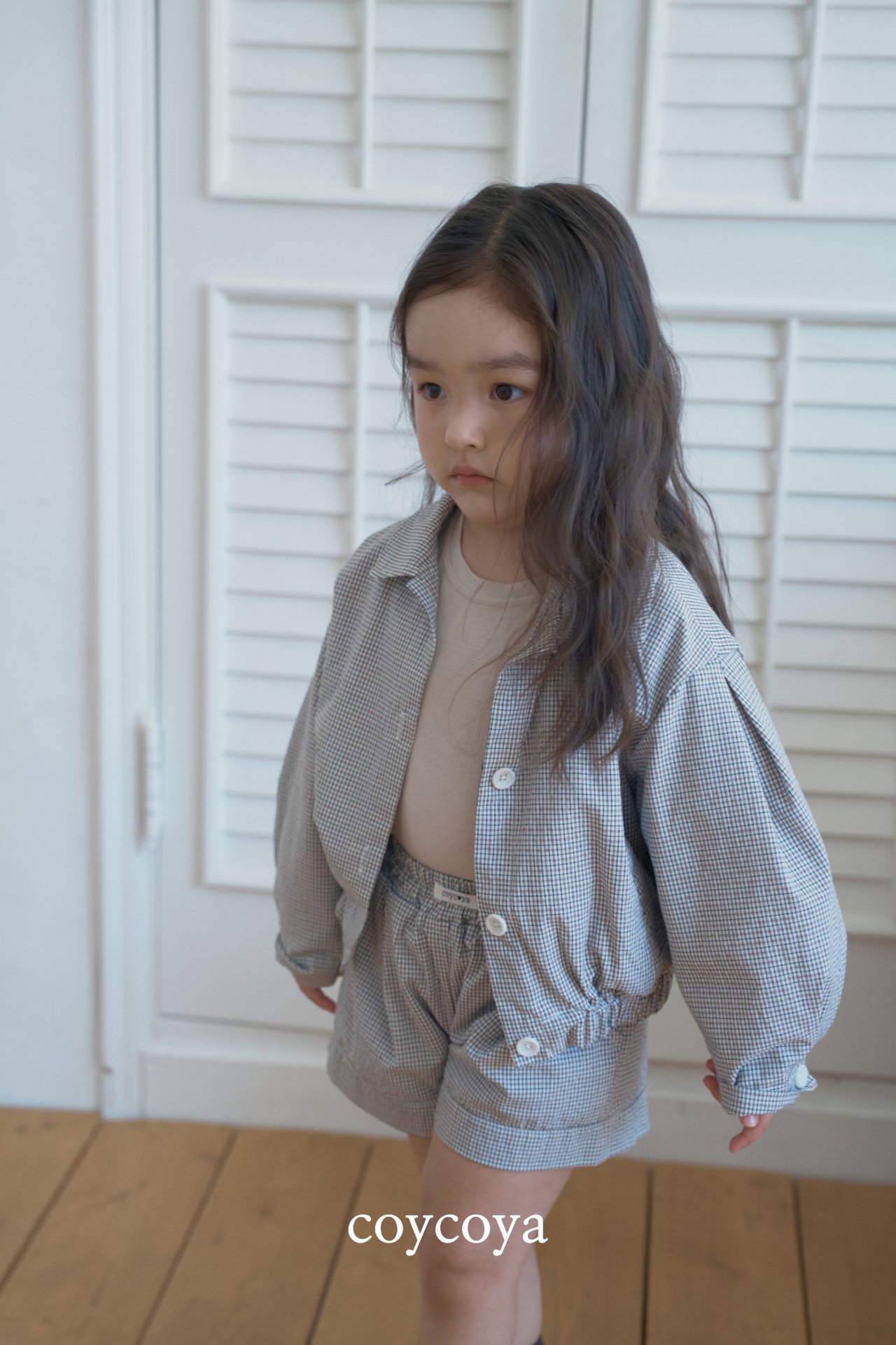 🌸預訂 韓國直送🌸🇰🇷COYCOYA兩色格紋寬鬆翻領襯衫開襟外套