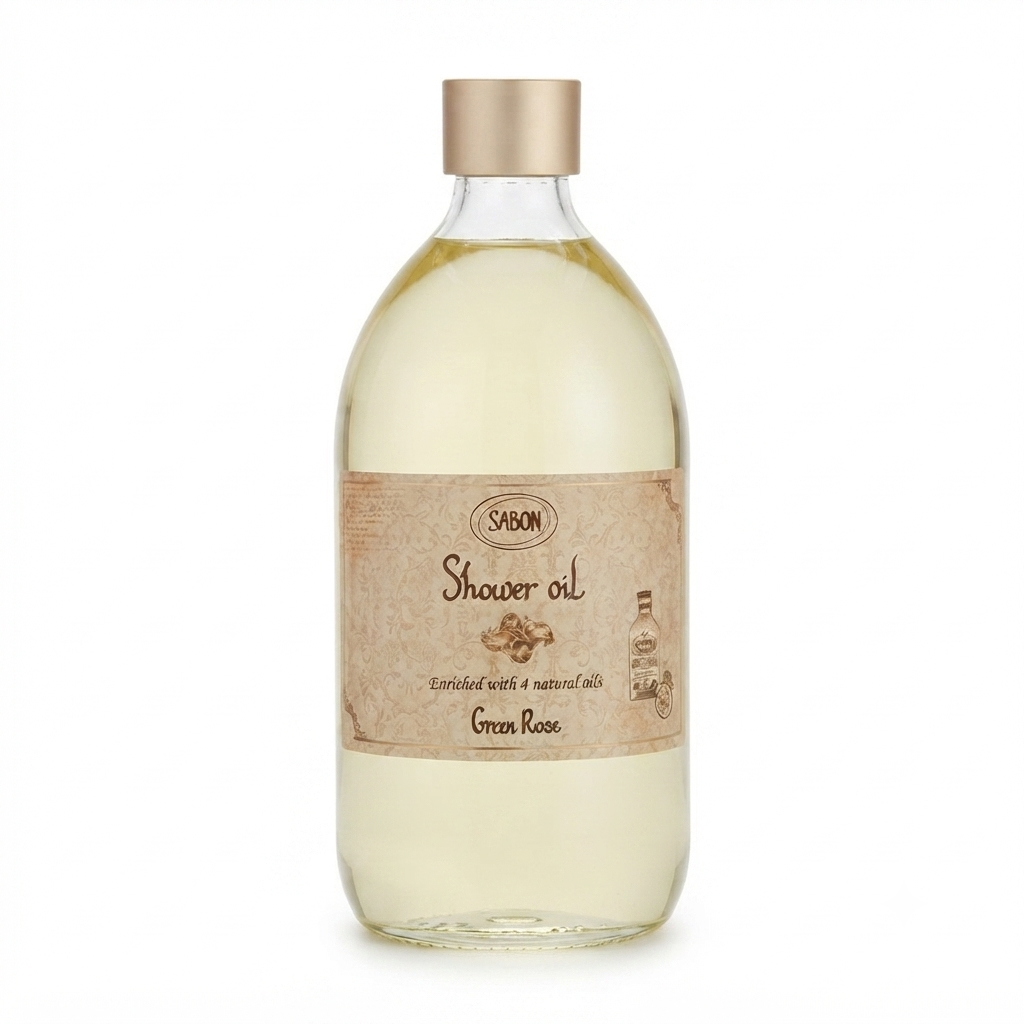 Sabon 綠玫瑰沐浴油 500ml配泵頭 | 頂級植物油修護、清新脫俗花香、深層保濕滋潤、貴婦級居家 SPA 體驗