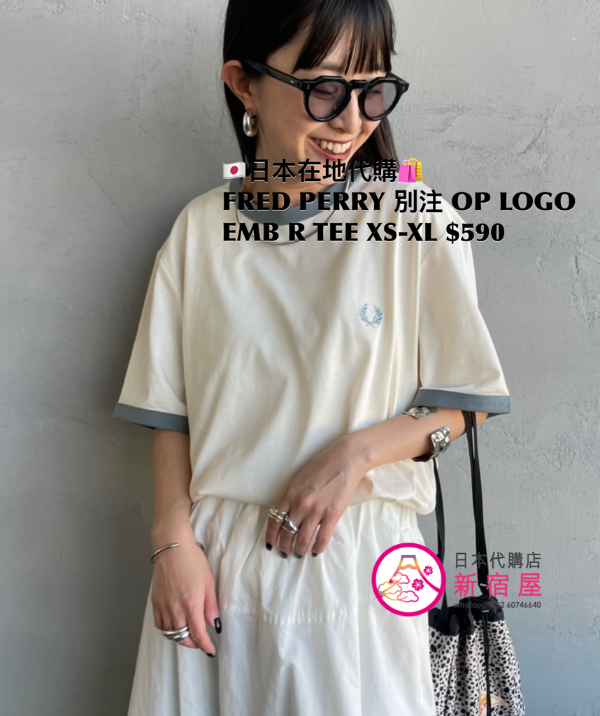 FRED PERRY 別注 ONE POINT LOGO EMBROIDERED RINGER T-SHIRT