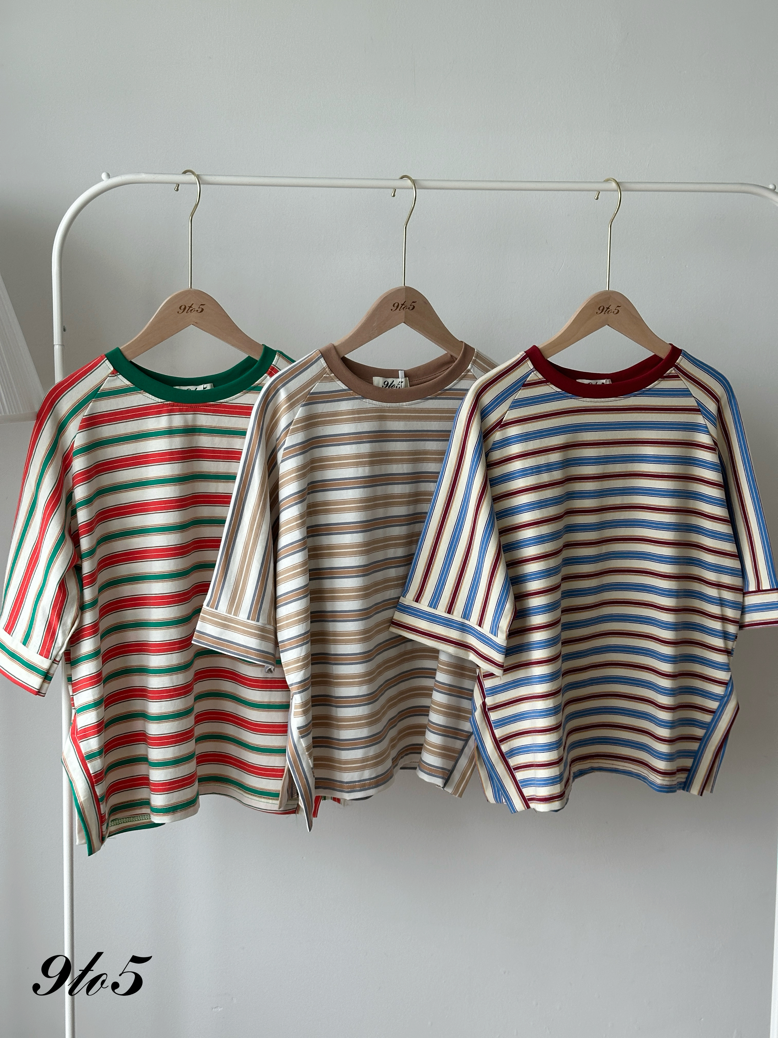 T4418 Contrast Stripe Oversized Tee - 3 Colors 