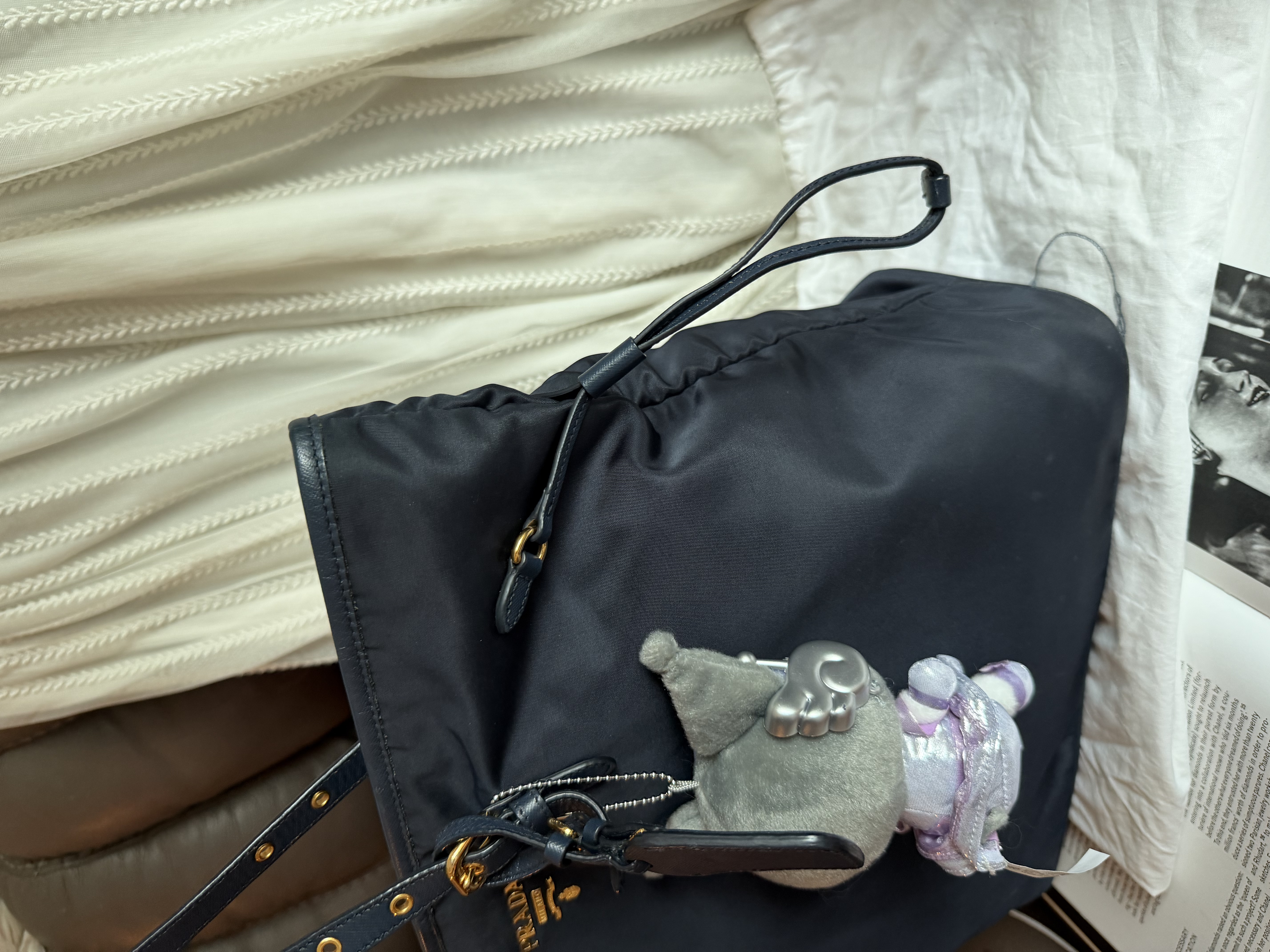 prada re nylon deep navy blue neverfull shoulder bag 