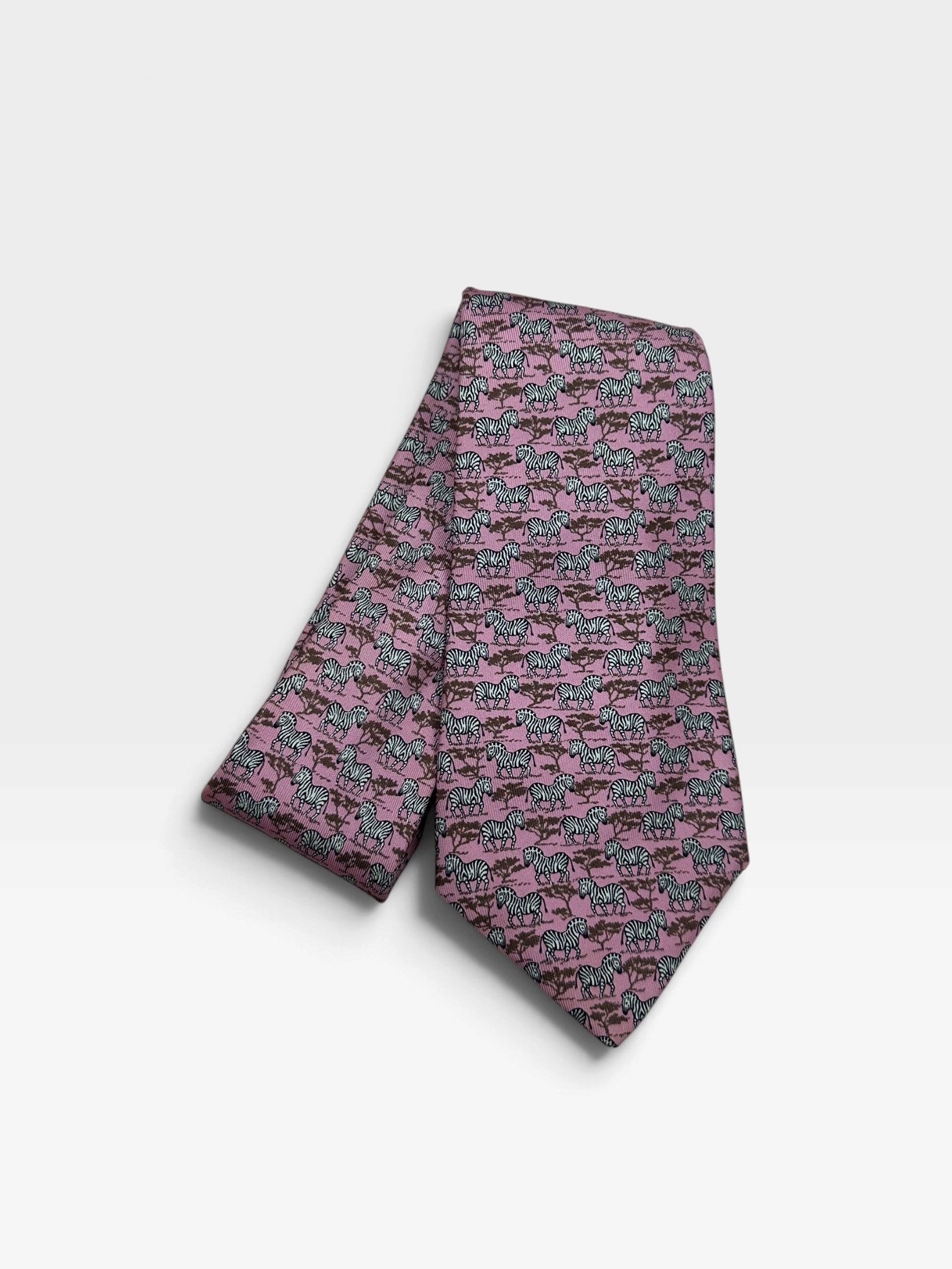 Pre-Owned Hermès Savanna Zebra & Acacia Twill Silk Tie/Product Code:102001