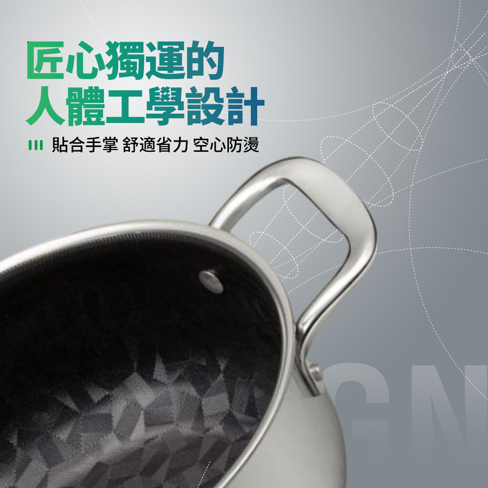 PT 系列 WBKᴺ - 幻影世代3D藍鑽陶瓷304不鏽鋼旋風雙耳湯鍋 (20厘米) #湯煲 #易潔鍋 #不沾鍋