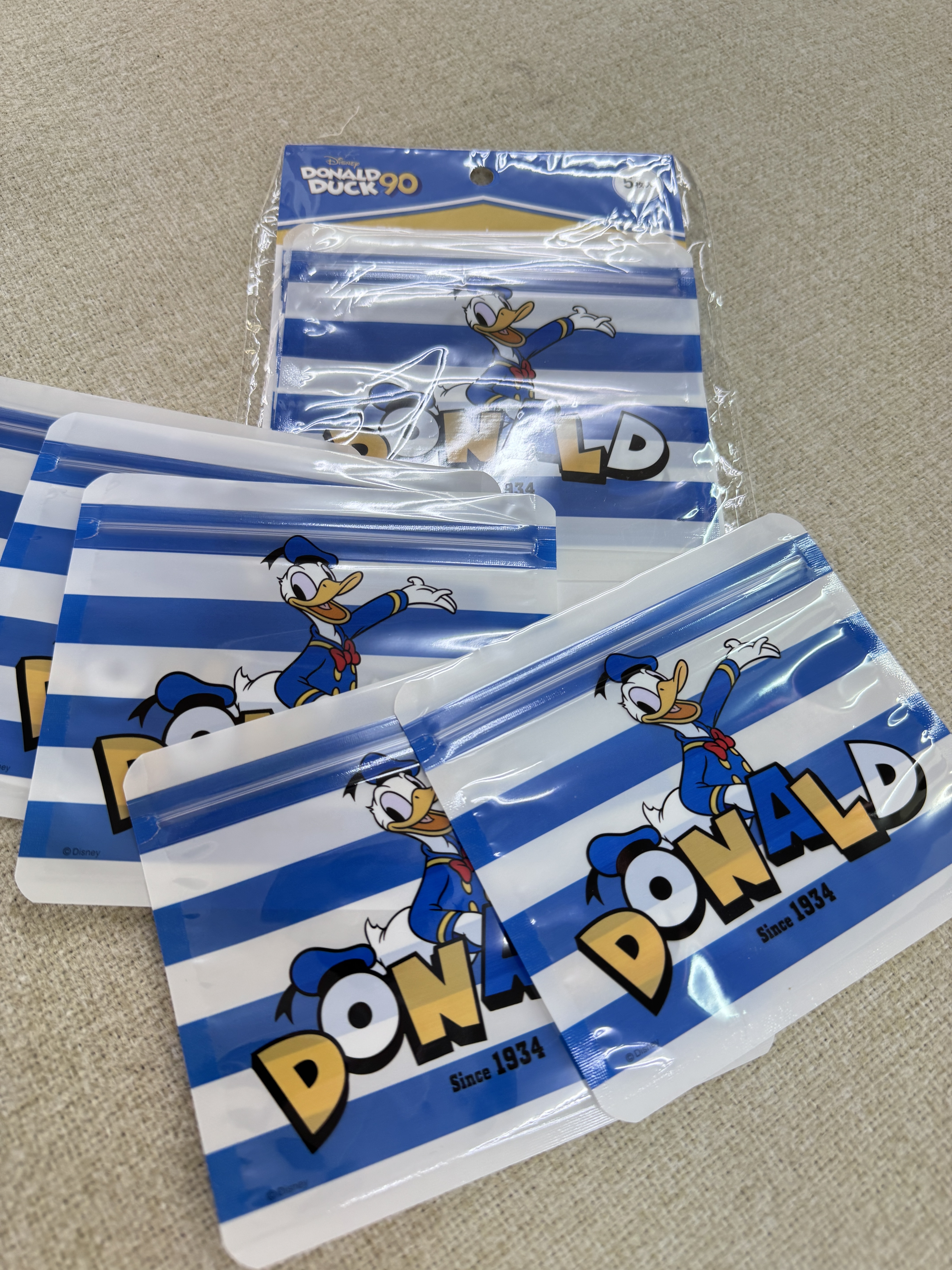 [現貨] [日本直送] 90週年 ｜唐老鴨 ｜ DONALD ｜ ZIPPER BAG 5枚入 ｜ 約11x12.5cm {TF2412013}