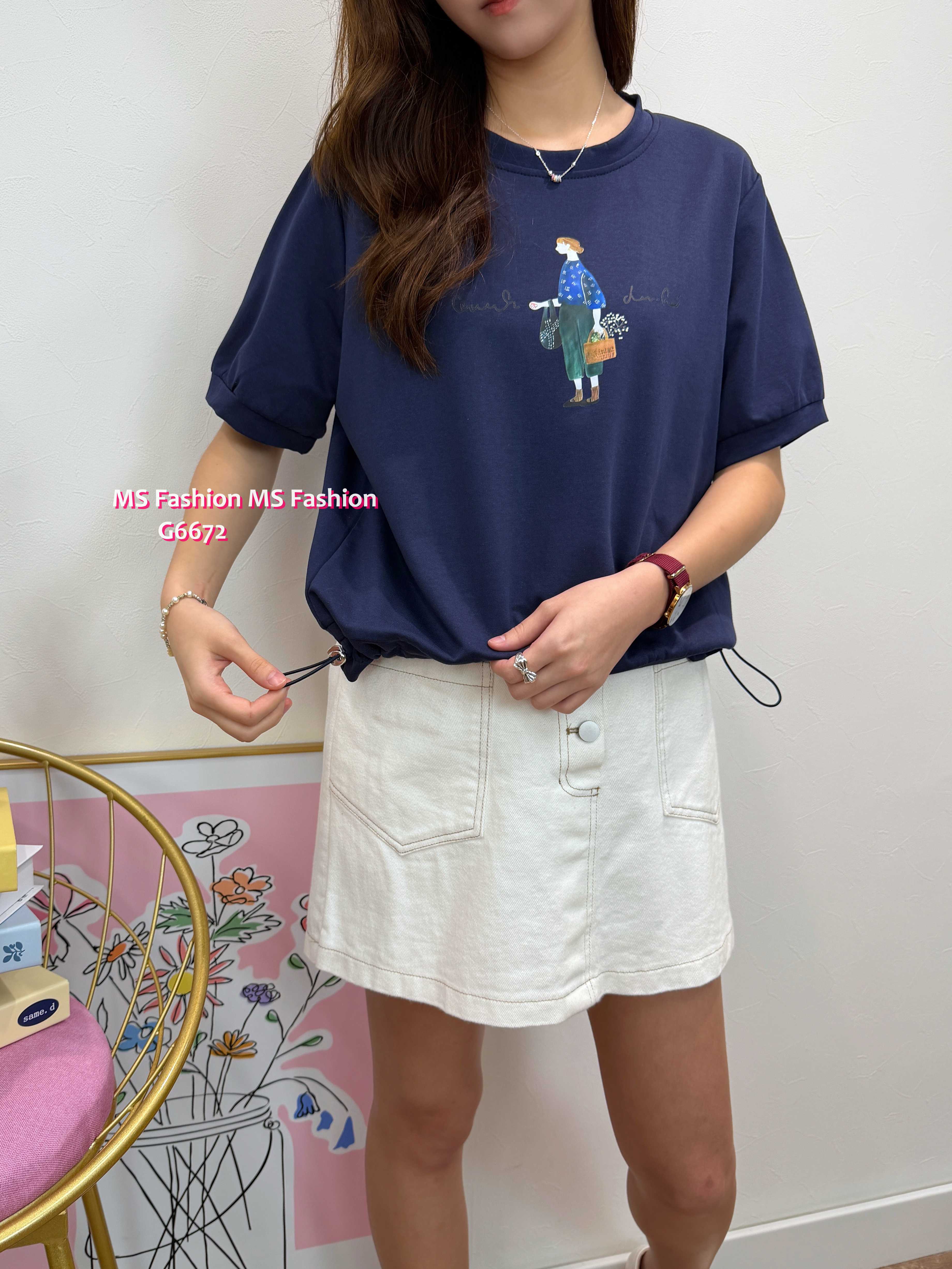 G6672 挺棉料靚print top