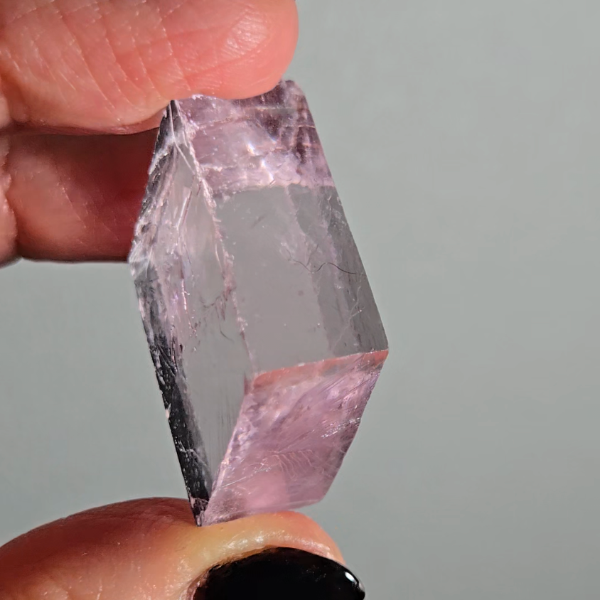 Purple calcite cube with rainbows - PC5