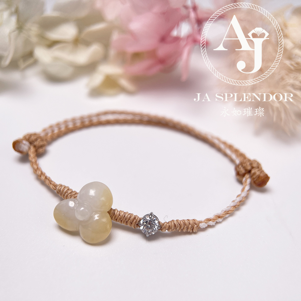 JN-3428 天然翡翠A玉-黃翡立體小花手繩