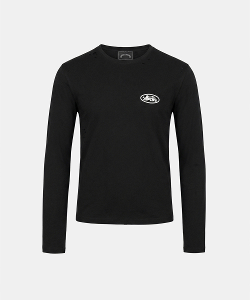 Mystic Print Fitted Long Sleeve T-Shirt - Black