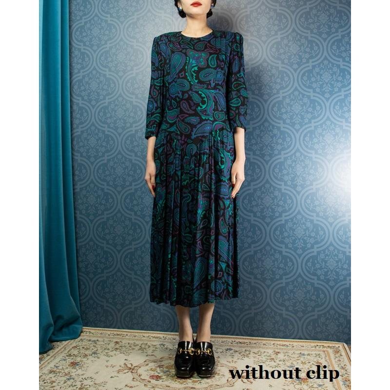 C.a. 1980s Made in America Paisley Pattern Dress (Mu102-27)