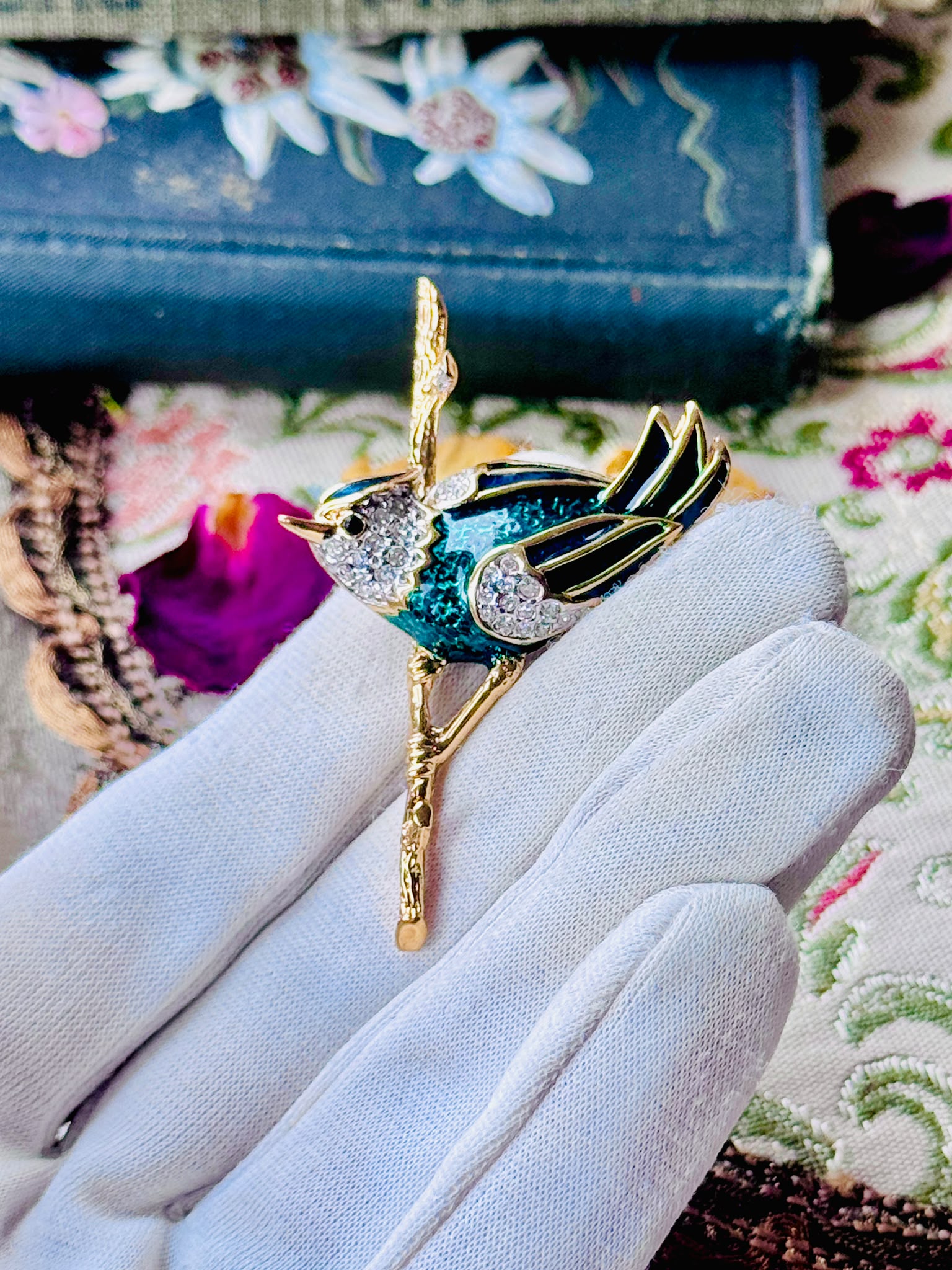 Vintage Unsigned "D'Orlan" Designer Enamel Bird Brooch（MT2589-30)