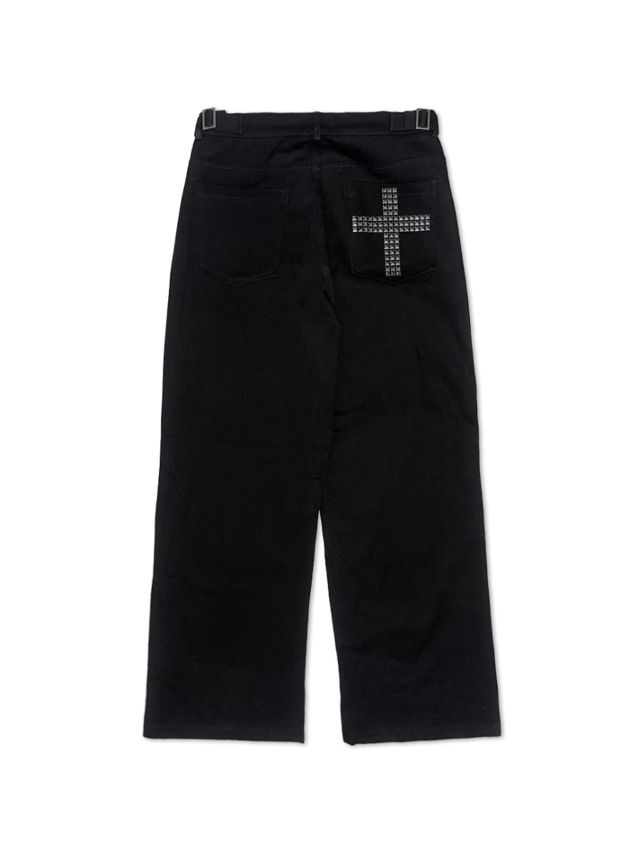 Cross Studded Wide-Leg Pants
