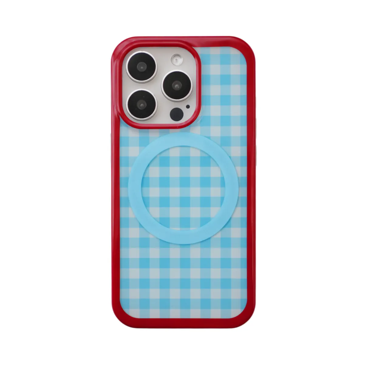 【Lovely Woofy (Blue Checked)】MagSafe iPhone Case+手機支架