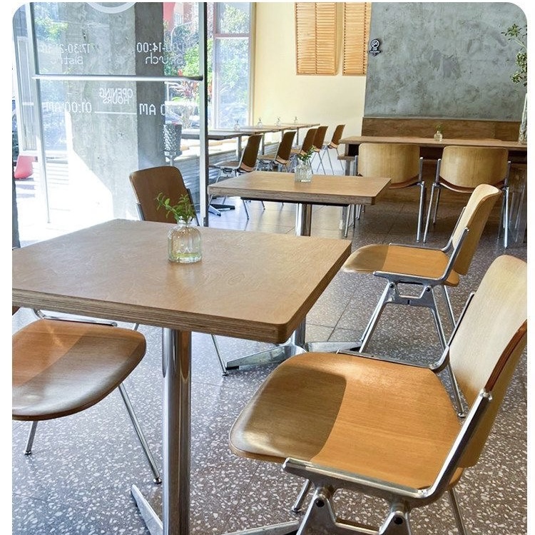 現代簡約輕食店商業餐廳 咖啡廳奶茶店甜品店西餐廳 海洋板桌椅組合marine‑plywood