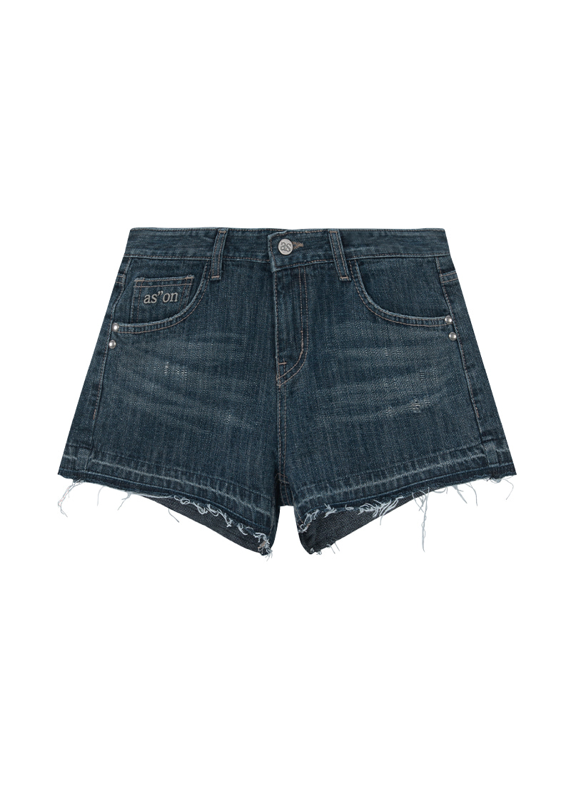品牌代購 - ason) FOLD DENIM SHORT PANTS