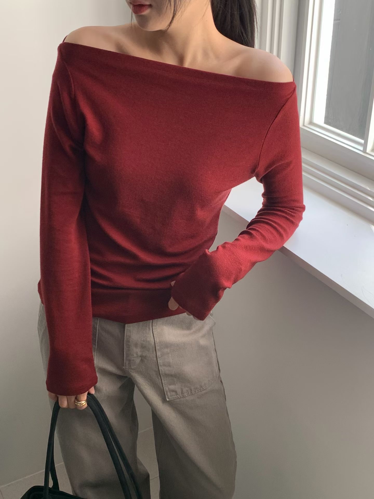Boatneck wool basic tee 