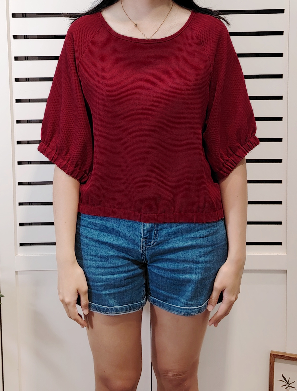 2047 Waffles 3/4 Sleeve Blouse