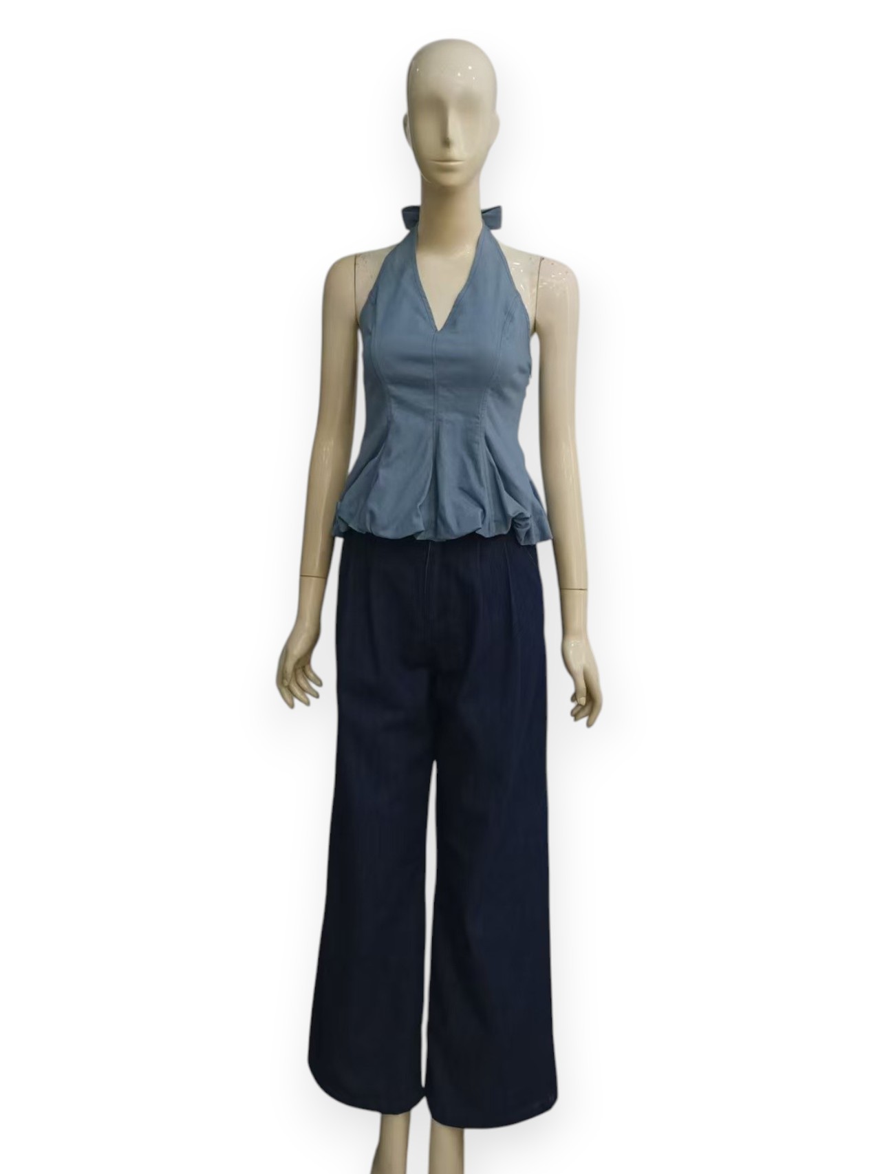 Faux Denim Halter Top M.250