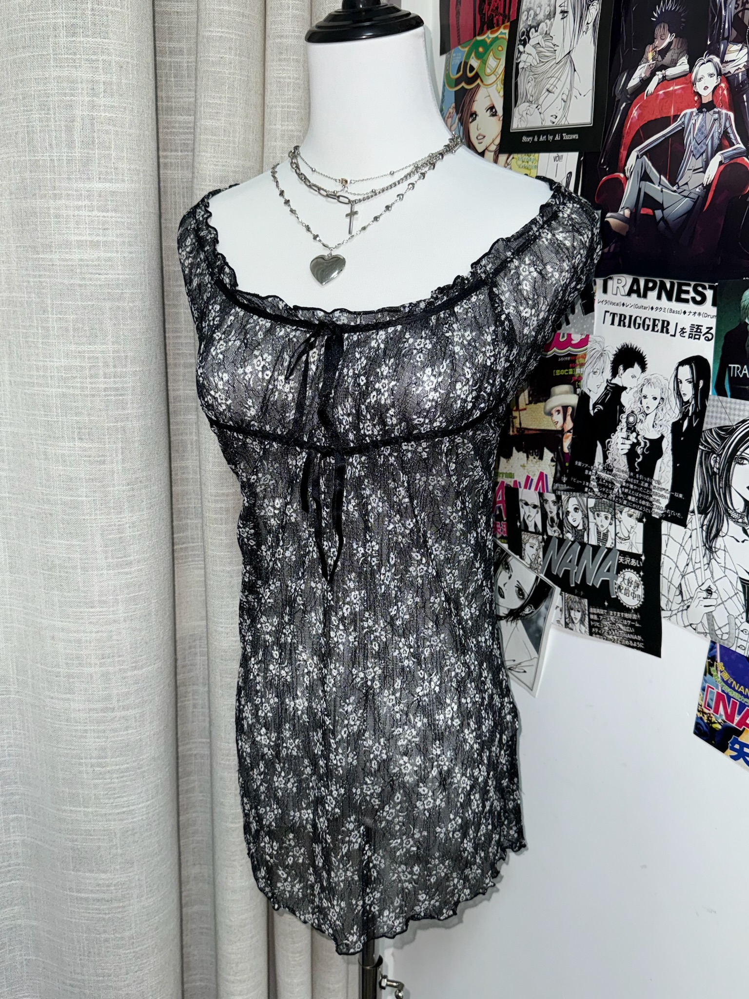 Floral Sheer Lace Babydoll Top