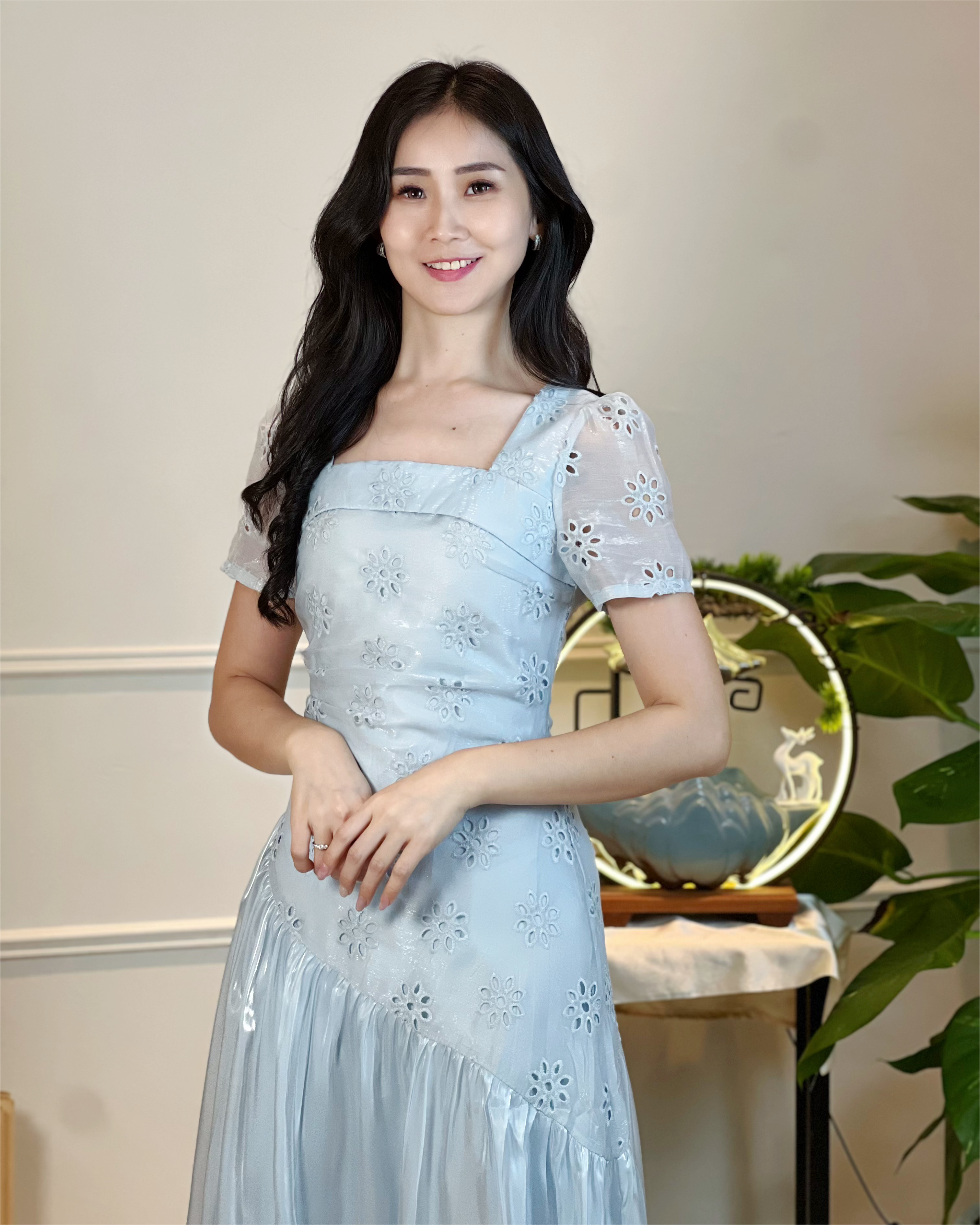 5098  Ingrid Luxe Embroidered Midi Dress