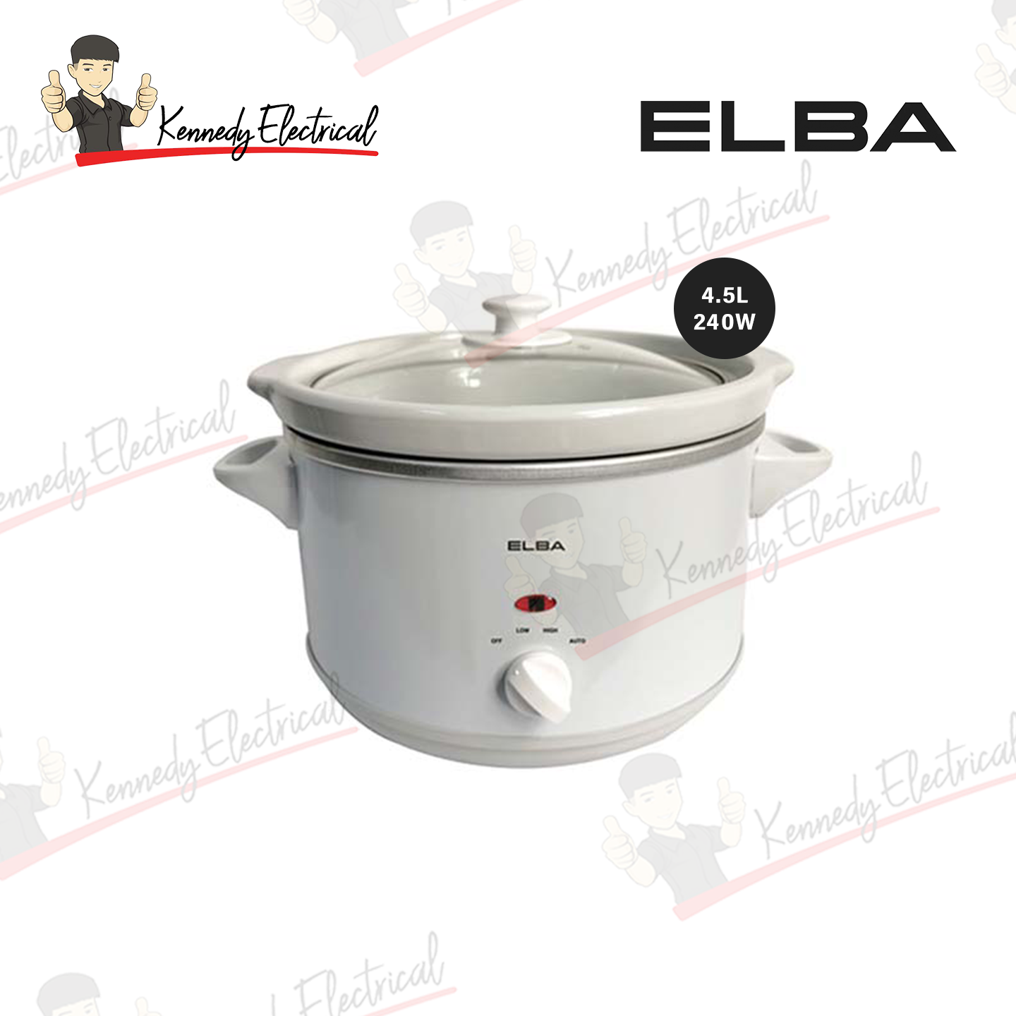 Elba 4.5L Slow Cooker - Variable Thermostat Control ESC-K4569(WH)