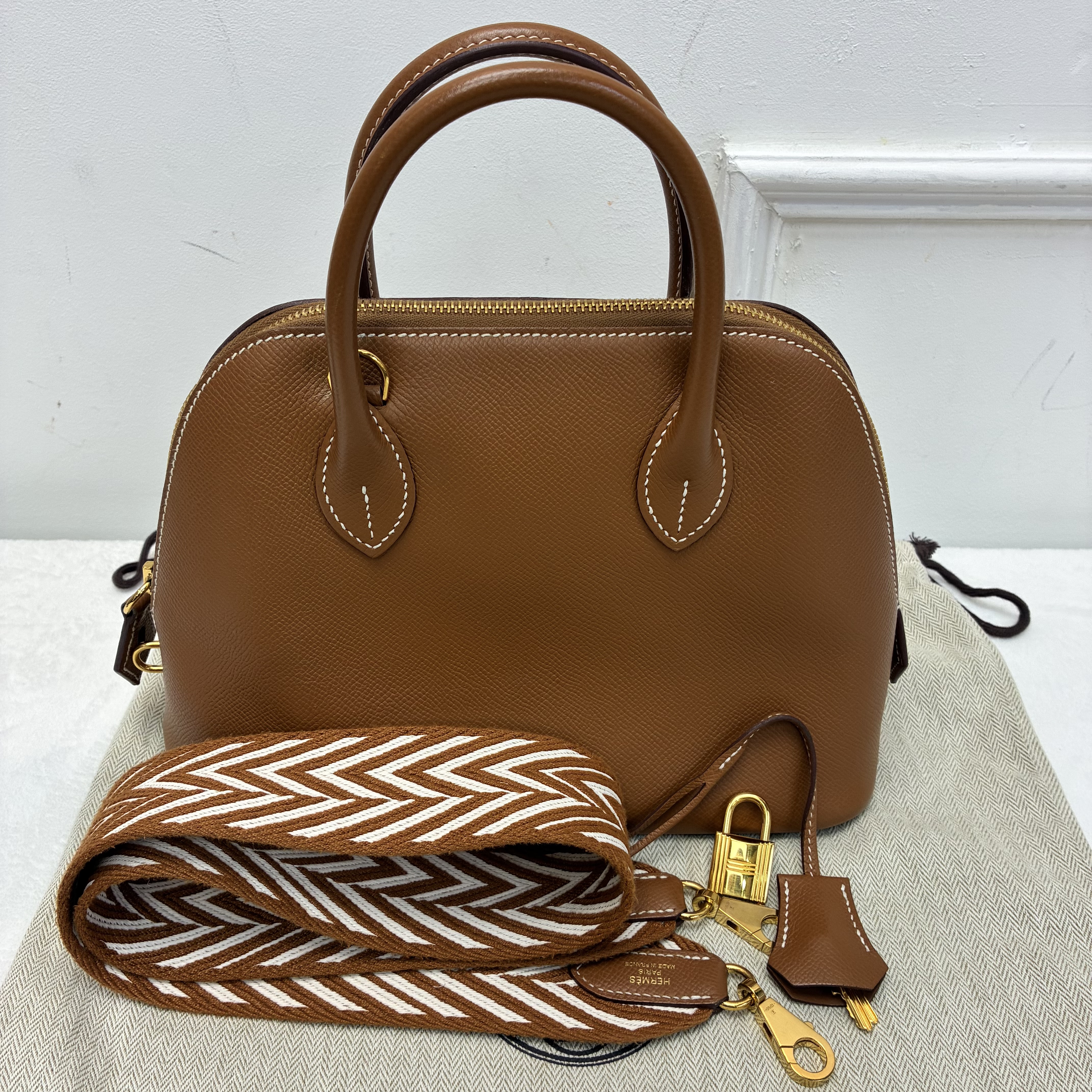 Hermes Bolide 25 金棕色金扣 EC皮