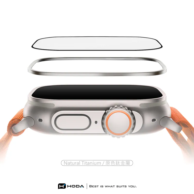 HODA Apple Watch Ultra 1 / 2 / 3 49mm 藍寶石螢幕保護貼 鈦合金保護框