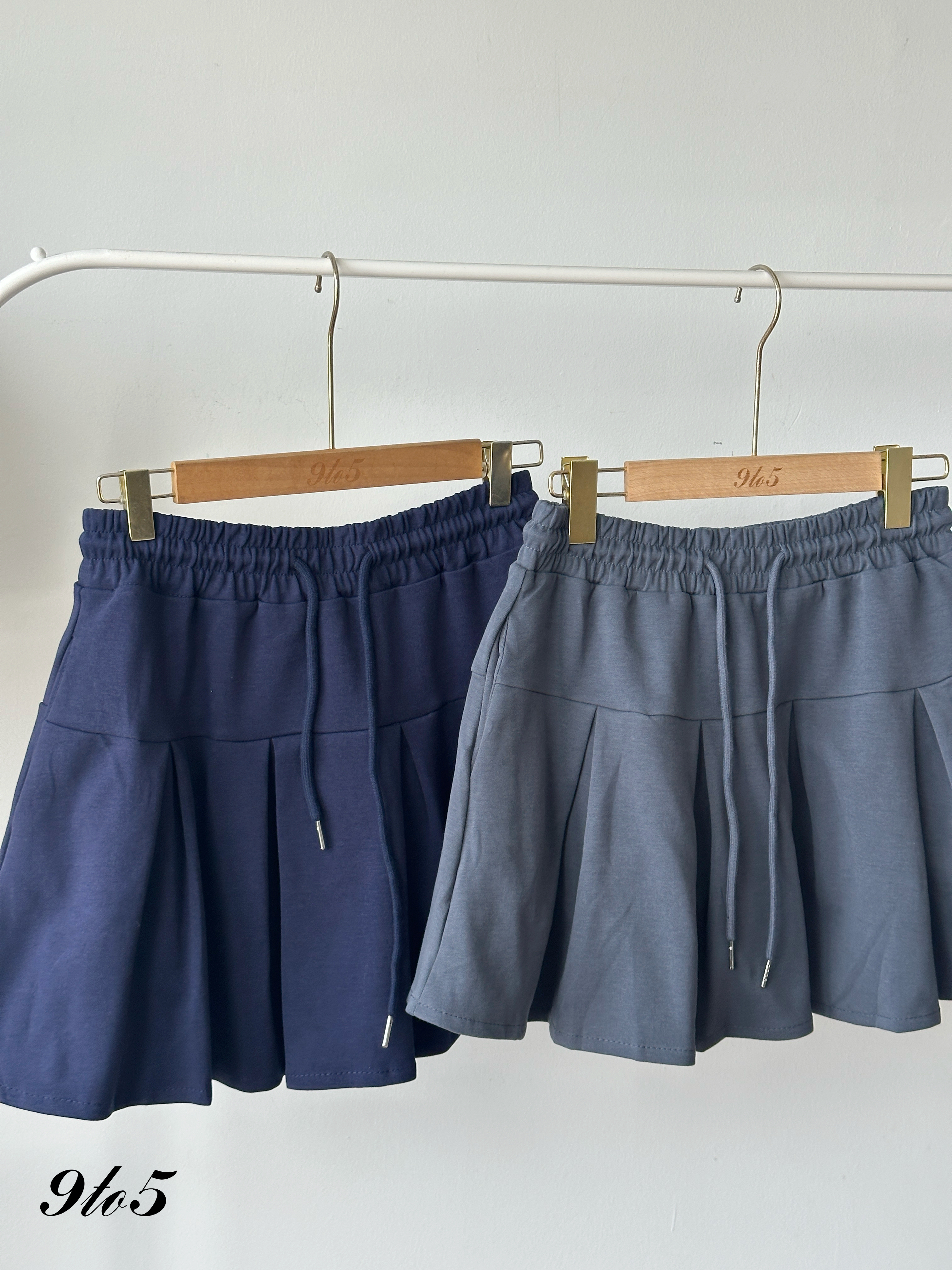 S1918 Drawstring Pleated Mini Skirt - 4 Colors 