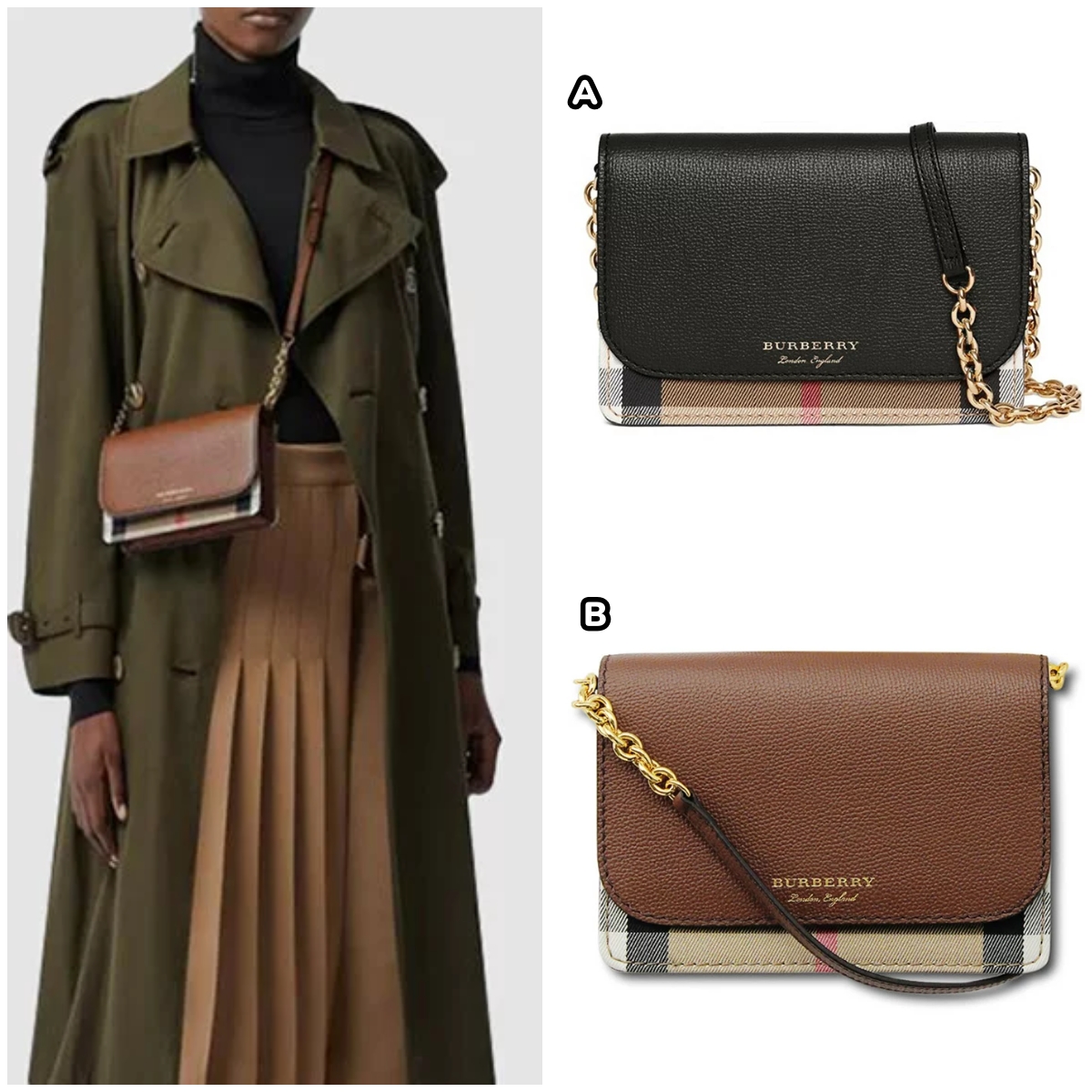 BURBERRY HAMPSHIRE 經典格紋翻蓋WOC斜揹袋