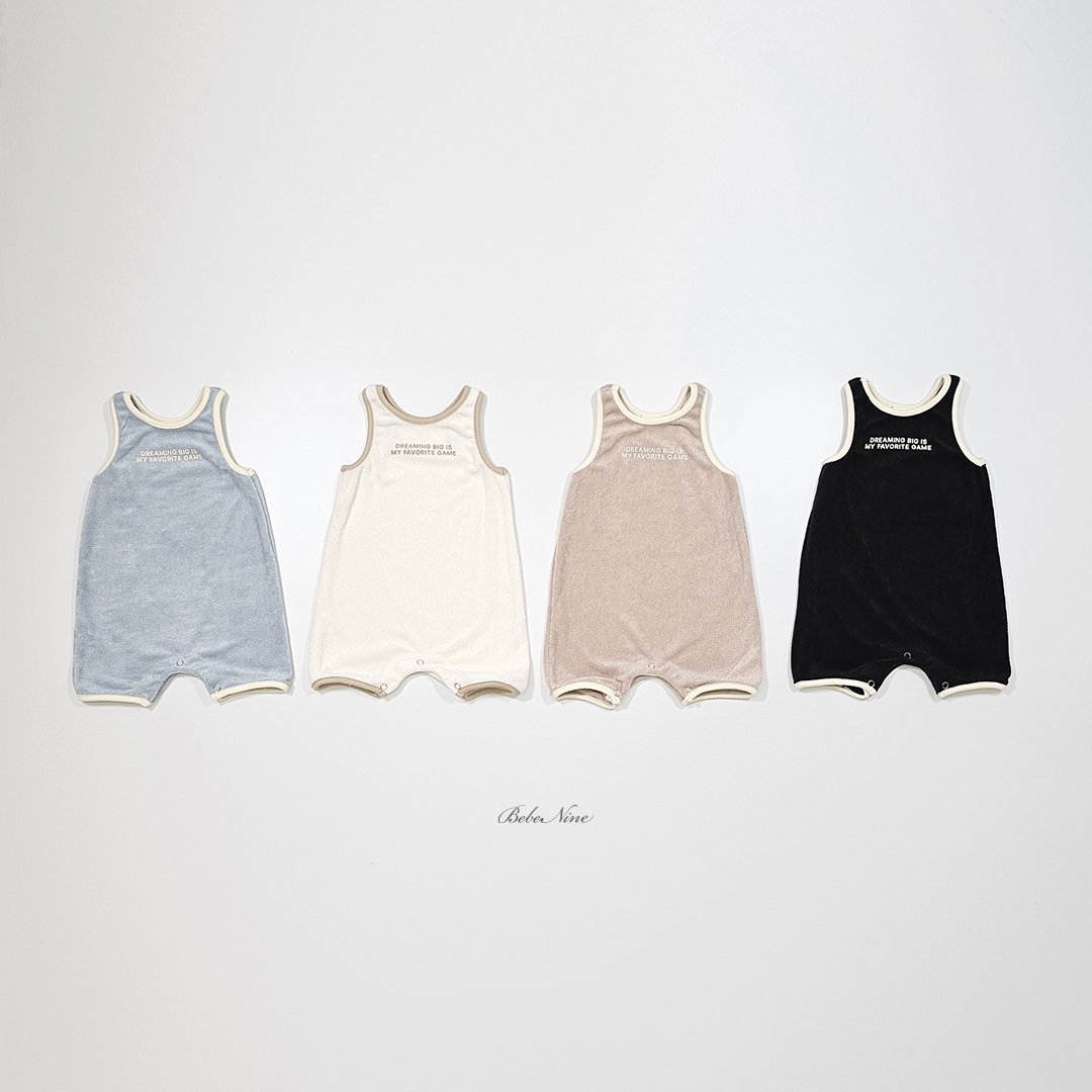 ☀️預訂 韓國直送☀️🇰🇷Bebenine四色字母印花毛巾布滾邊背心連身服