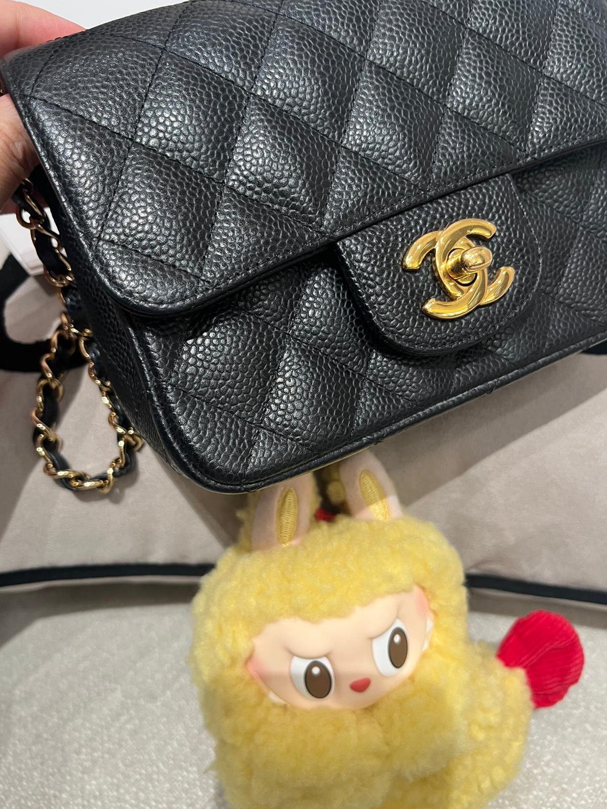 Chanel Classic Mini Flap Bag 黑色荔枝牛皮金扣 100%Authentic, 95%New ✅13Card✅Dust bag✅Box