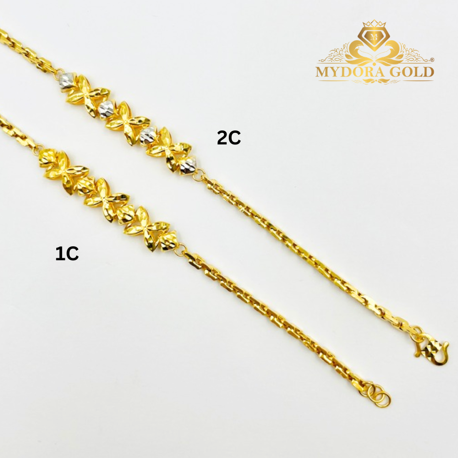 MYDORA Rantai Tangan Sauh Fesyen Bunga Marissa l EMAS 916/22K