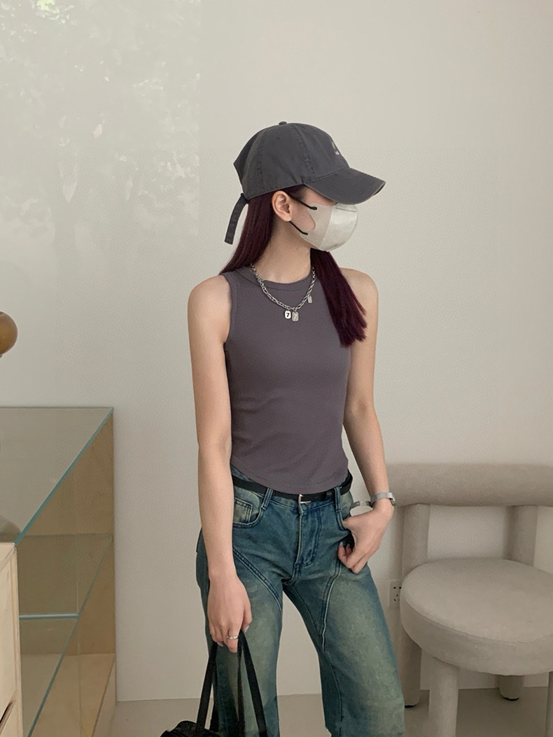 Plain Casual Tank Top 韩版休闲螺纹弹力背心（6 colours)