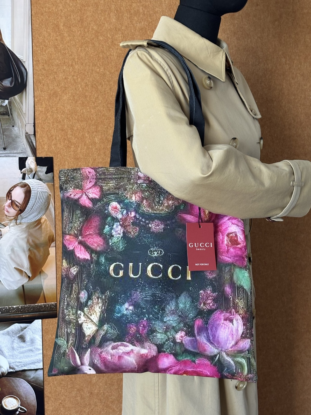 GUCCI 海外 VIP 禮贈花卉帆布托特包