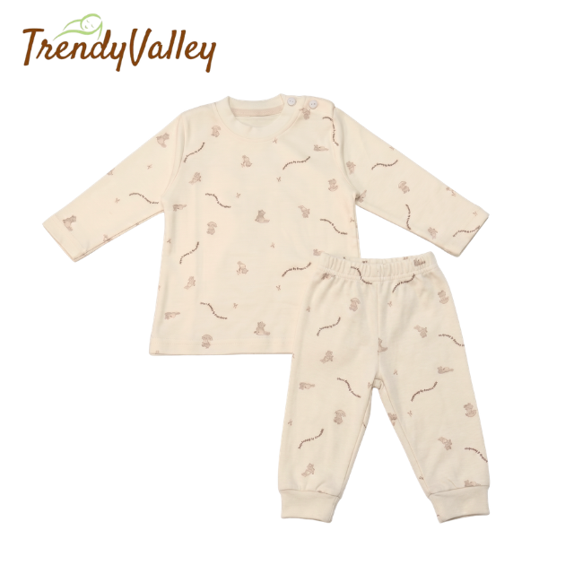 Organic Cotton Long Sleeve Long Pant Pyjamas (Printed Bunny)
