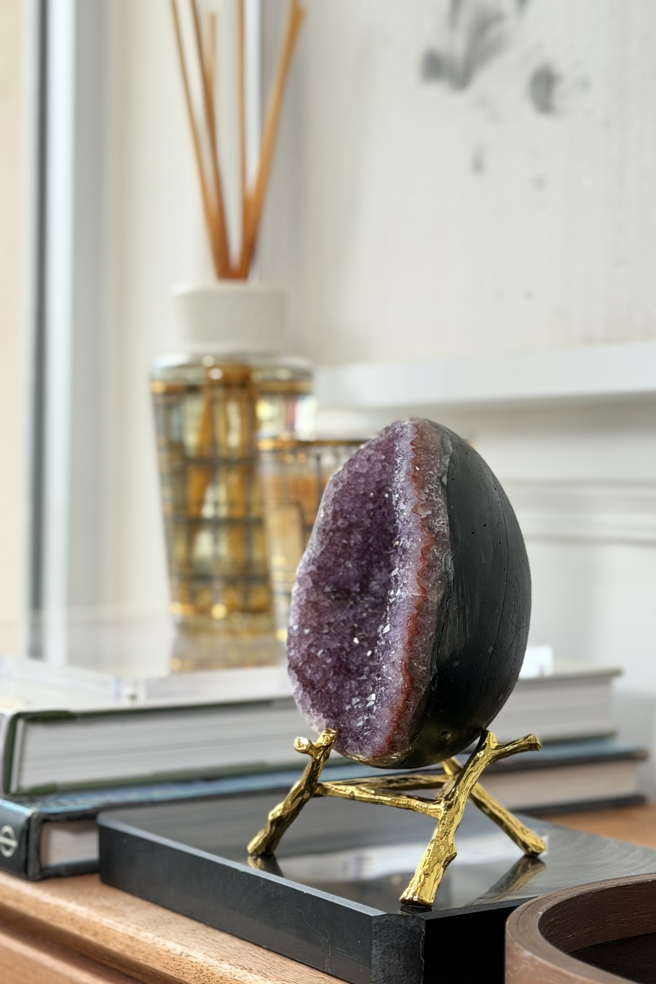 ༒10.2cm瑪瑙邊香芋柴紫水晶蛋༒  AM5001C2JGmf1-RA27*5EN