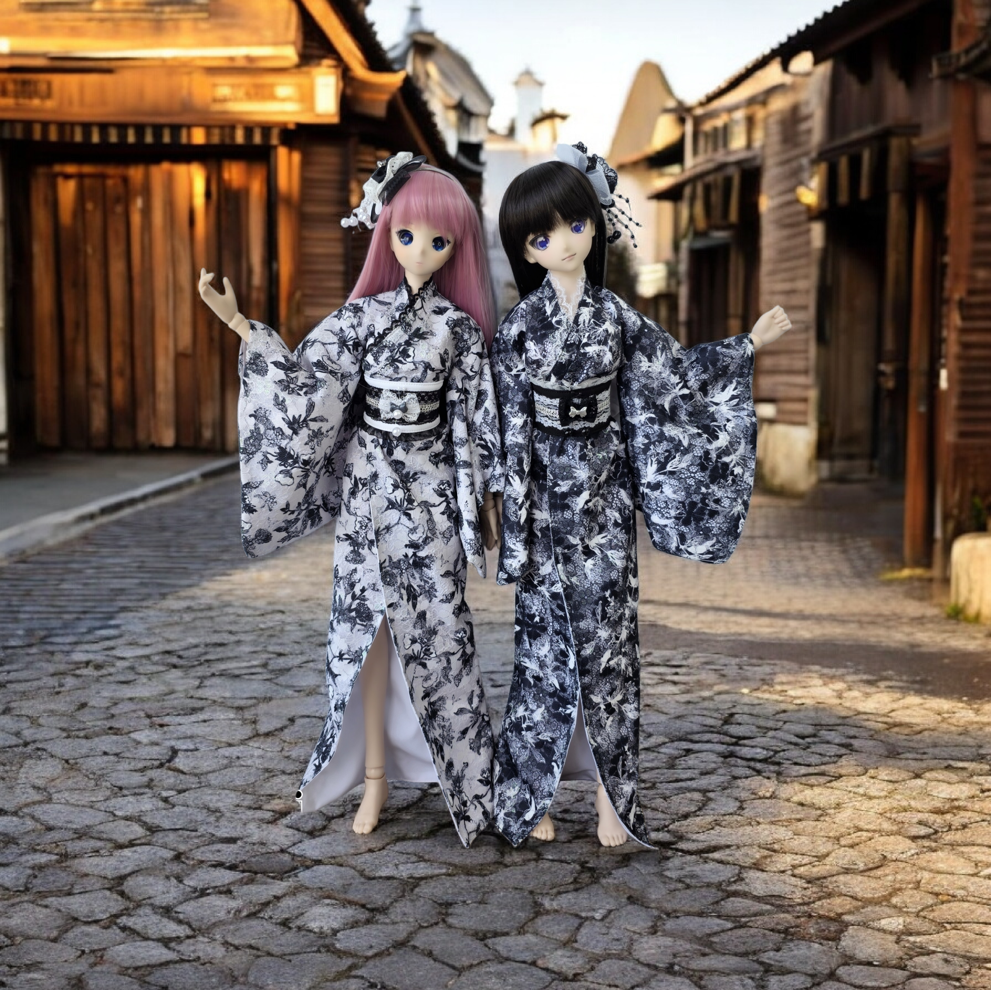 【dollremi】(DD0895) 黑白蕾絲和服 Black and White Lace Kimono