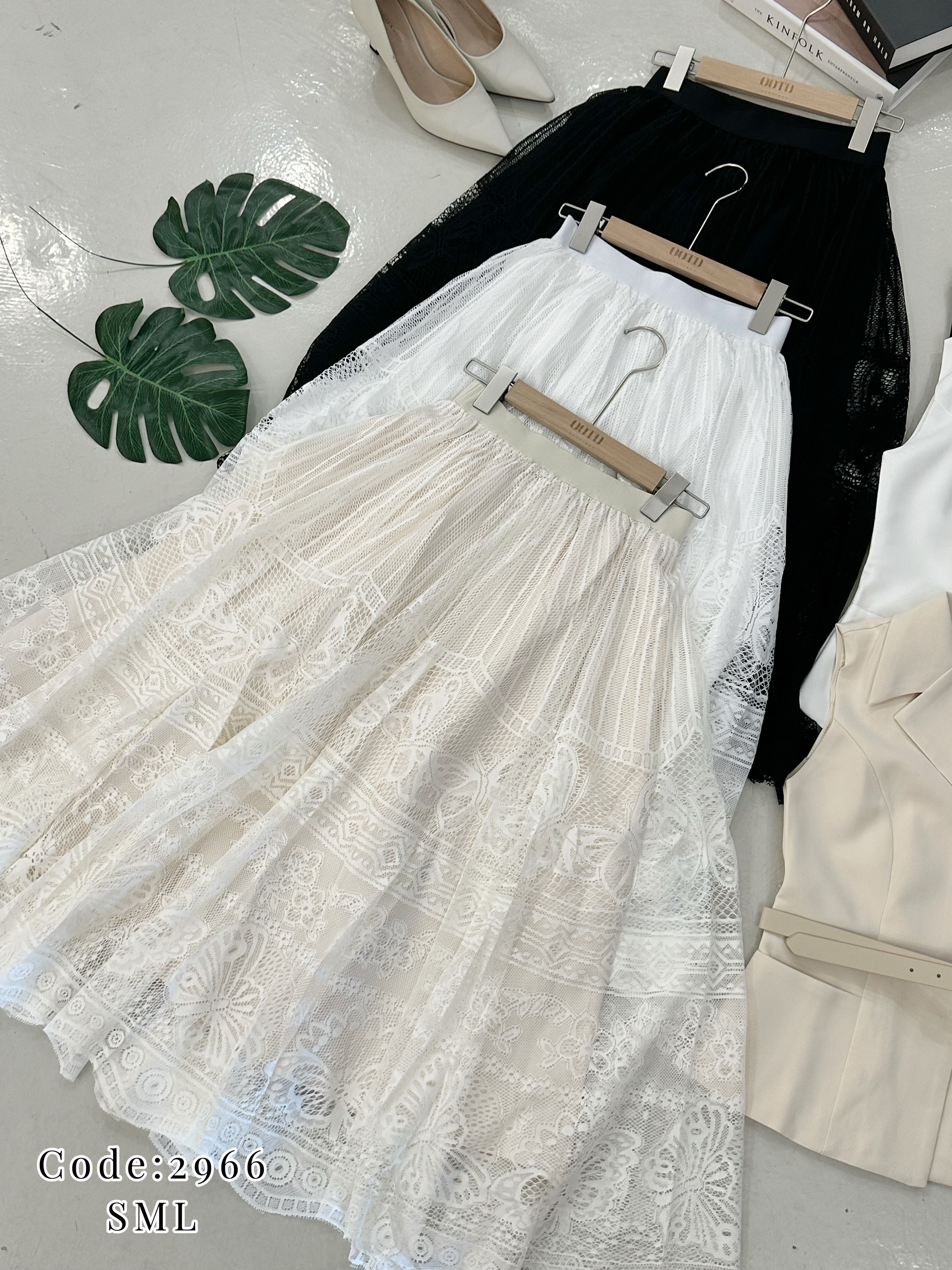 2966 PREMIUM VEST LACE DRESS SET 轻奢风Vest蕾丝半裙套装 