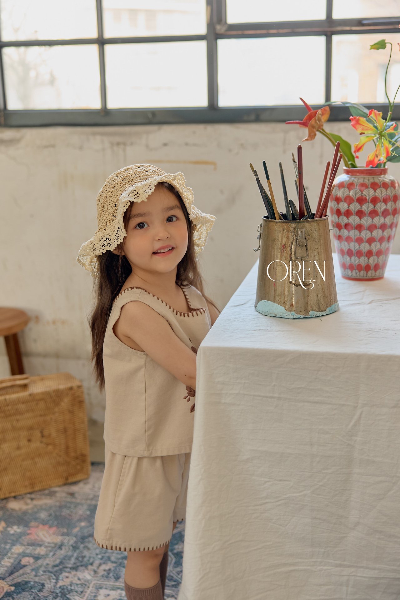 ☀️預訂 韓國直送☀️🇰🇷Oren花卉刺繡背心短褲上下套裝