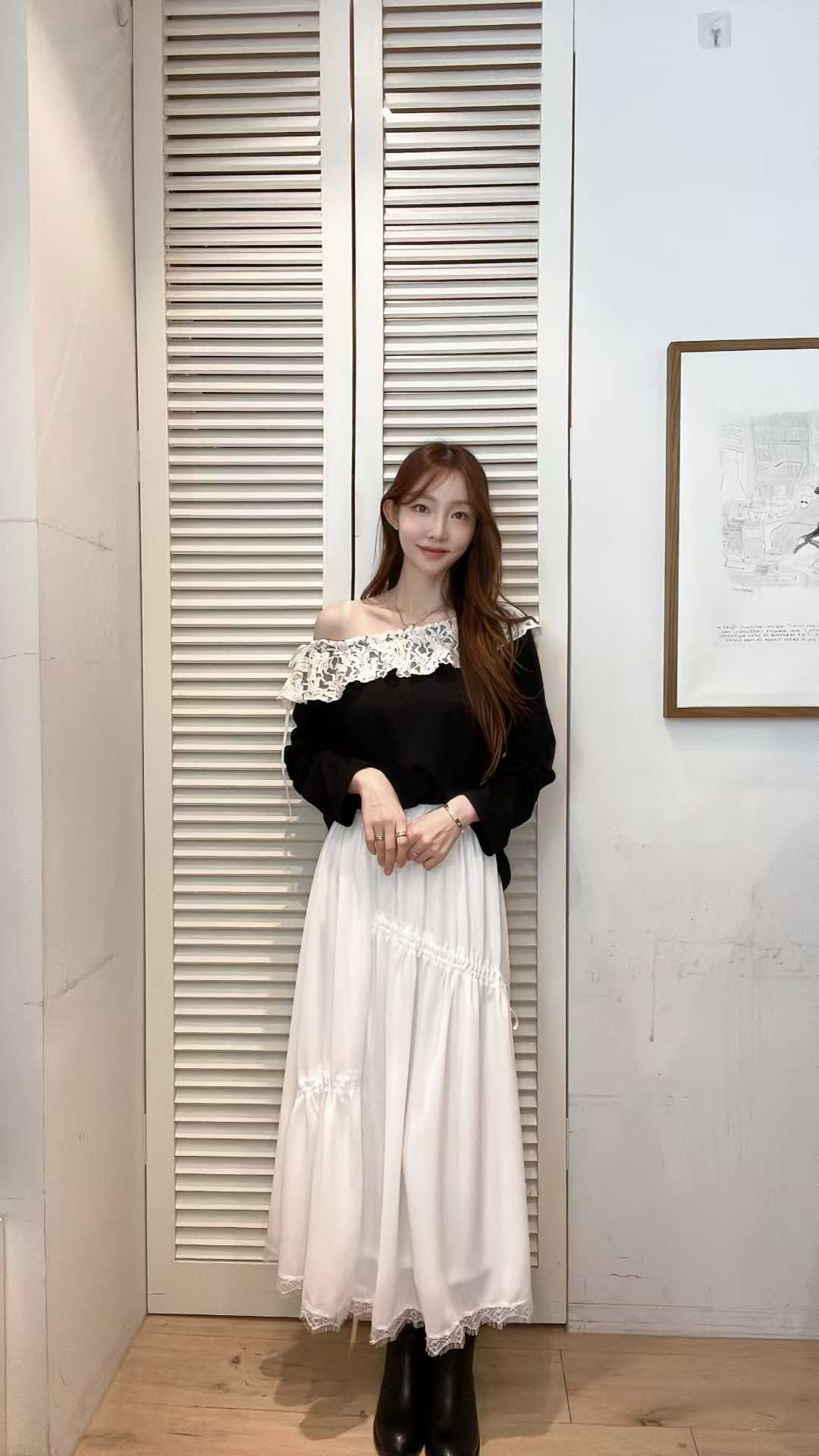 FV07_04 不規則打摺長裙 (3色)