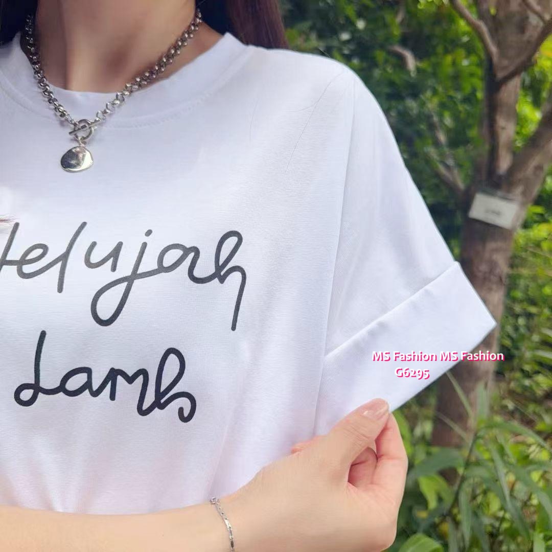 G6295 韓國🇰🇷字母Tee+條子褲Set