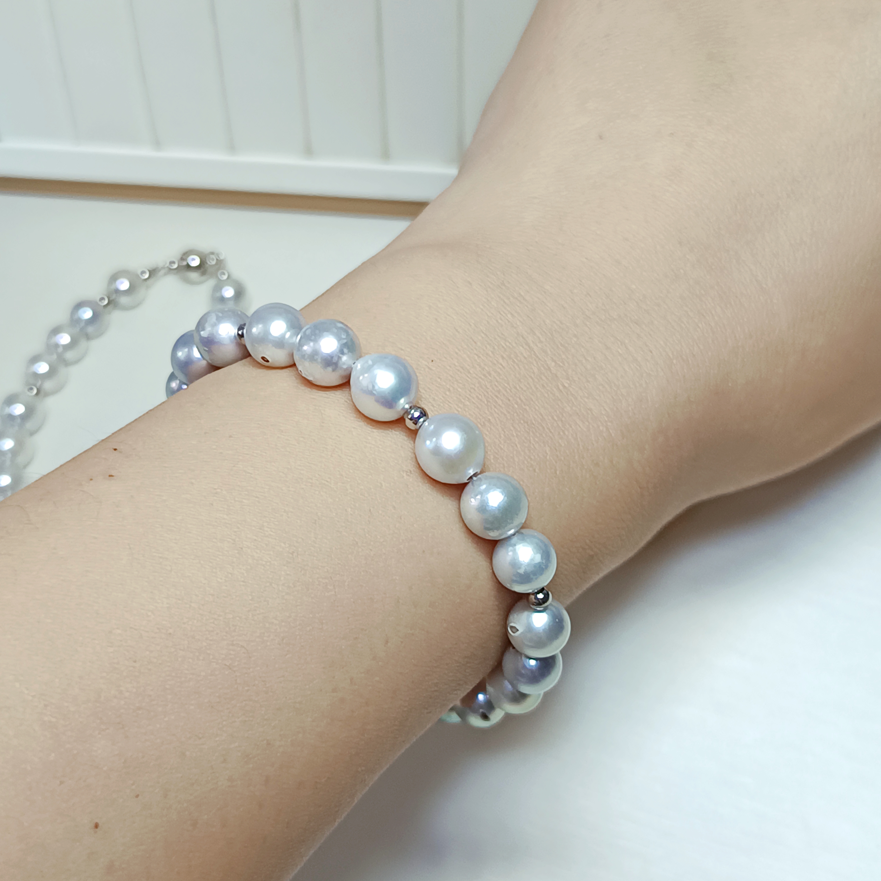 特價品‼️正圓強光日本真多麻海水珍珠注白金磁扣手鍊