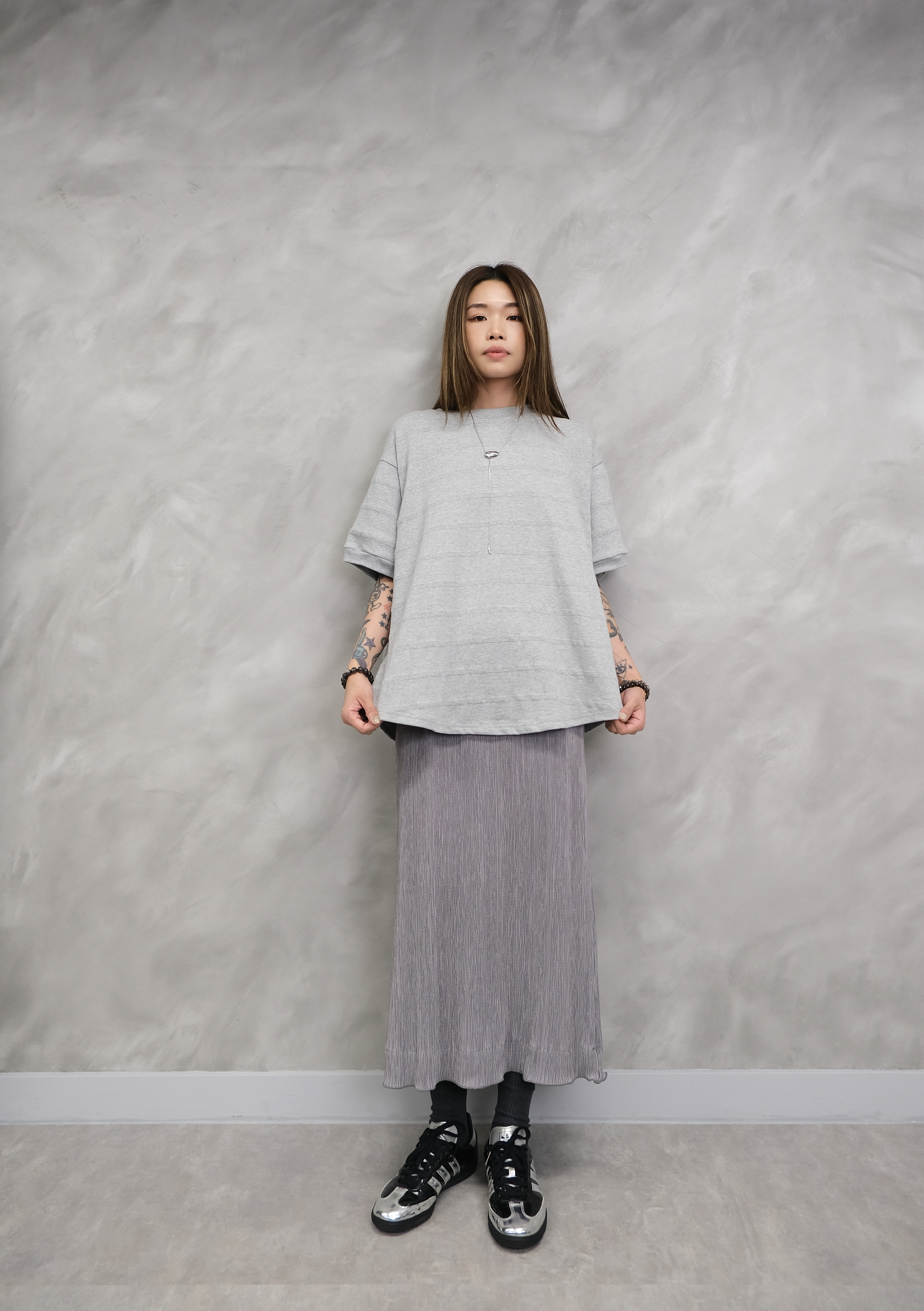 (Unisex )Tonal horizontal texture tee #top30