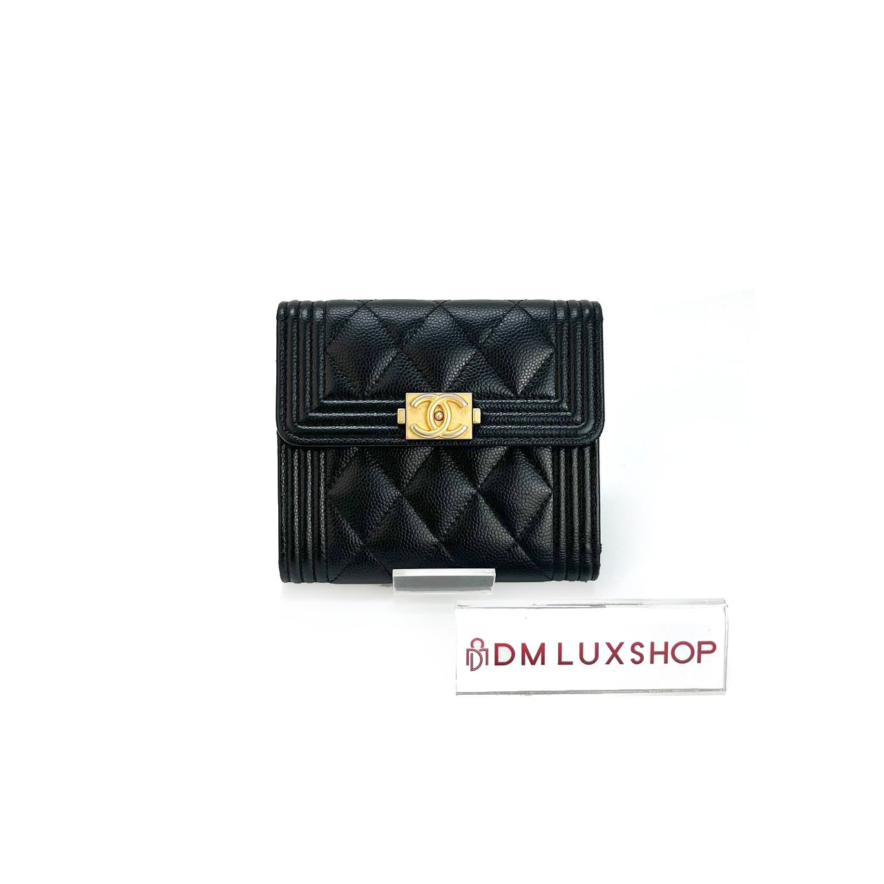 Chanel Boy Black Caviar Small Flap Wallet GHW (Serial 25, Y: 2018)