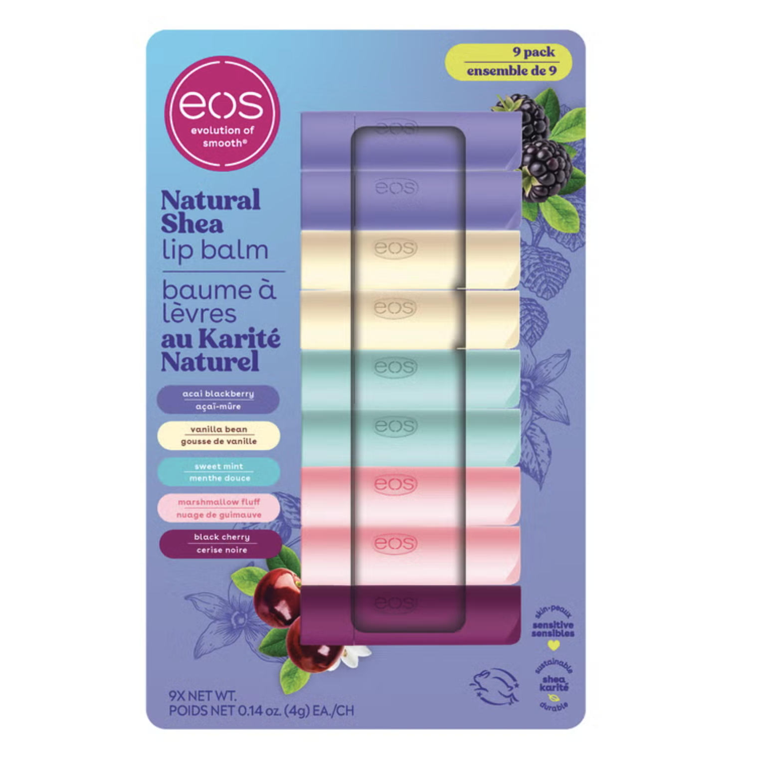eos Natural Shea Lip Balm 天然乳木果潤唇膏套裝（9支）